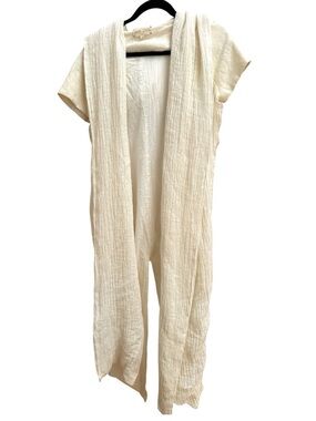 Laura Siegel Lagenlook Duster Textured Layering Topper Hooded Wrap Size XS Gauze